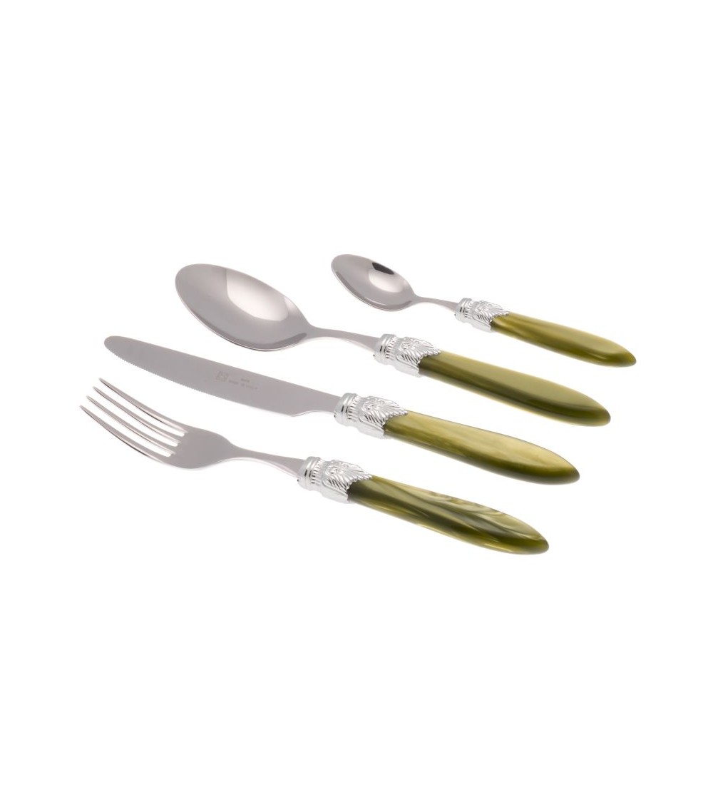 Laura Argento Set 24 Pezzi Posate Colorate - Rivadossi Sandro - verde oliva perlato