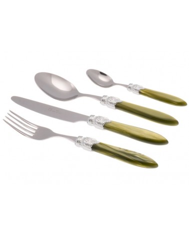 Laura Argento Set 24 Pezzi Posate Colorate - Rivadossi Sandro - verde oliva perlato