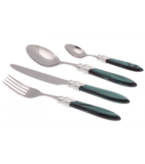 Laura Argento Set 24 Pieces Colored Cutlery - Rivadossi Sandro - pearly green