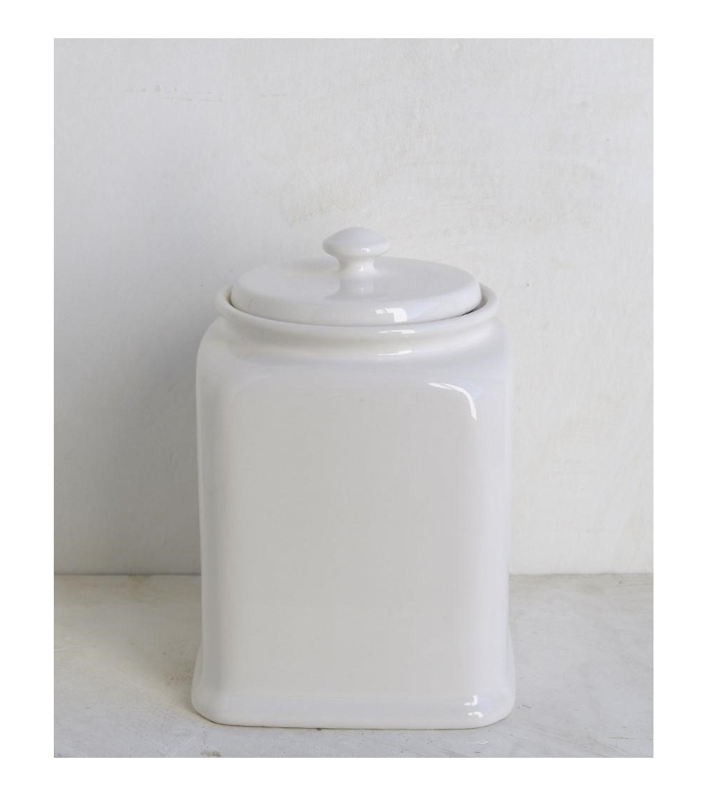 White Ceramic Jar with Hermetic Lid -  - 