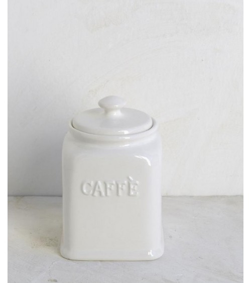 White Ceramic Coffee Jar with Hermetic Lid -  - 