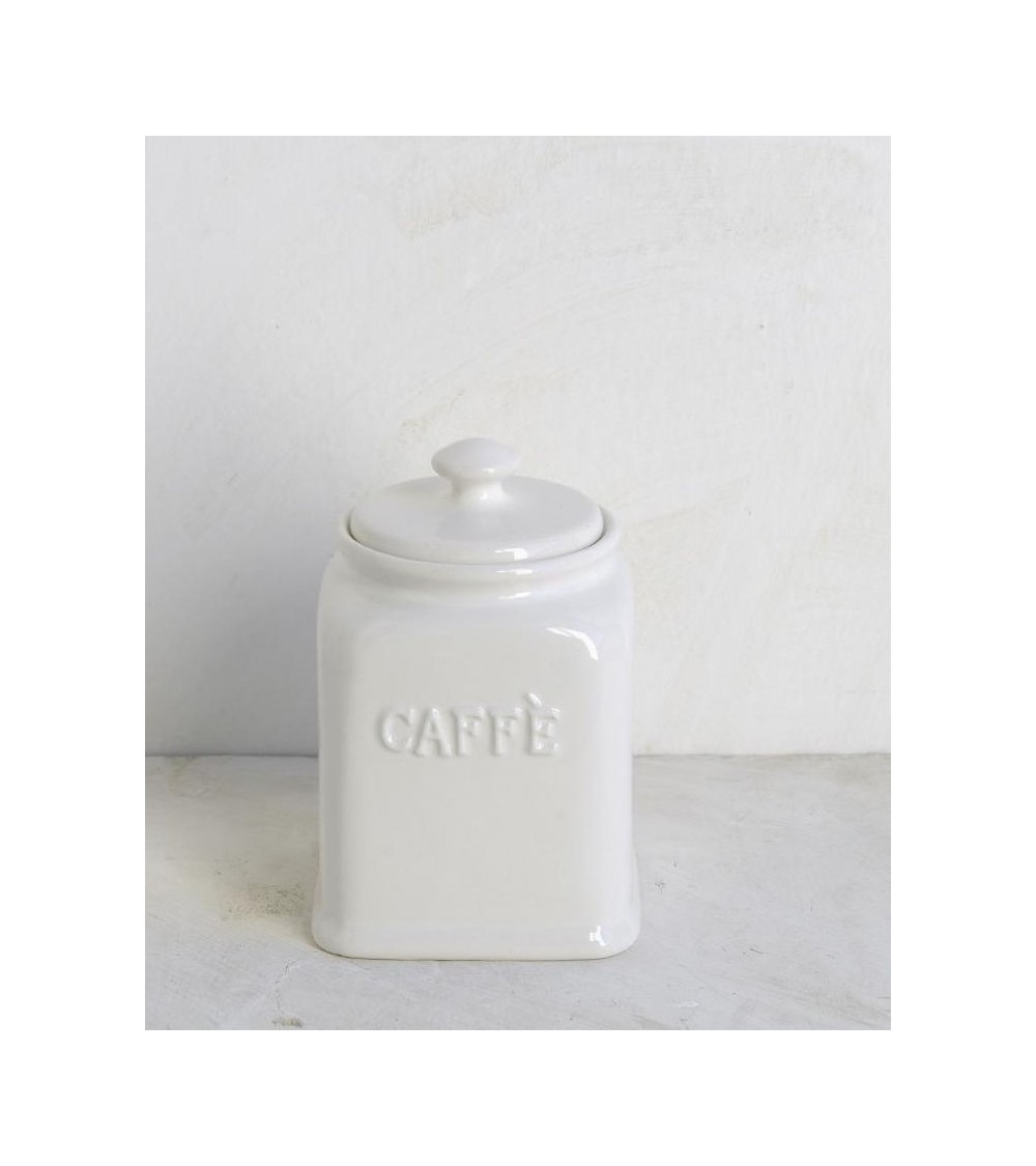 White Ceramic Coffee Jar with Hermetic Lid -  - 