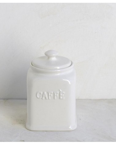 Weiße Kaffeekanne aus Keramik mit hermetischem Deckel - 