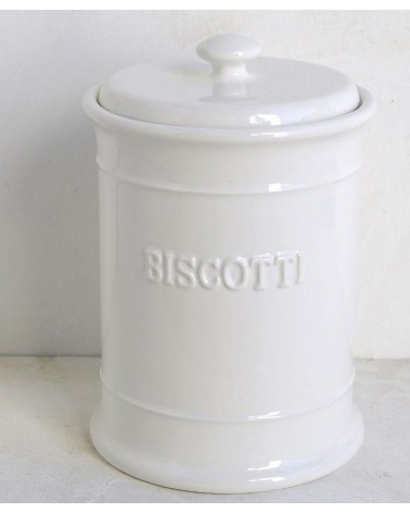 Barattolo Porta Biscotti in Ceramica Bianca Tappo Ermetico - 