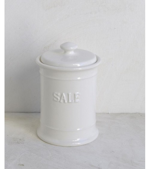 Salzbehälter aus weißer Keramik mit hermetischem Deckel
