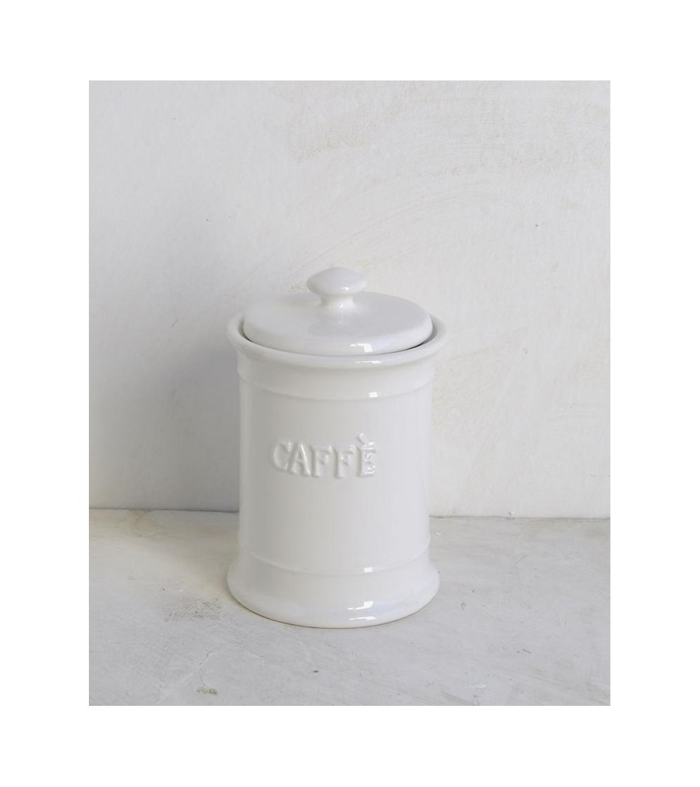 Pot à café en céramique blanche avec couvercle hermétique - 