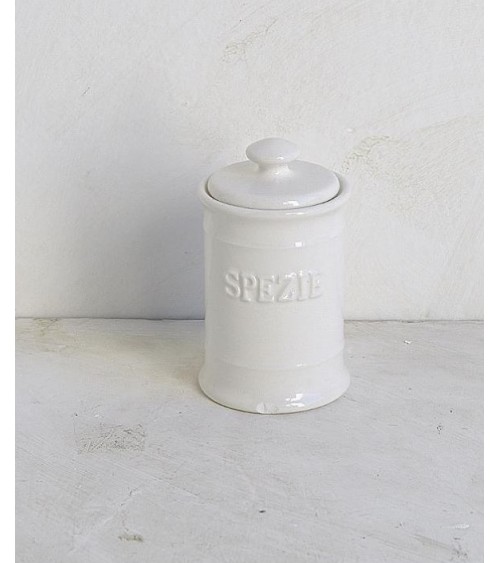 White Ceramic Spice Jar with Hermetic Lid -  - 
