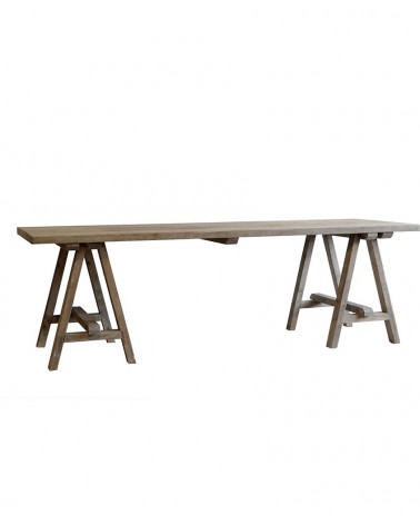 Tisch und Bockbeine aus recyceltem Holz, 190 x 80 cm - 
