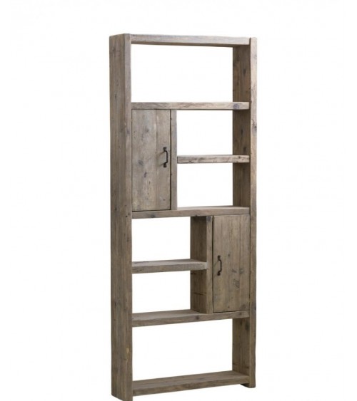 Asymmetric Reclaimed Wood Bookcase with Doors -  - 