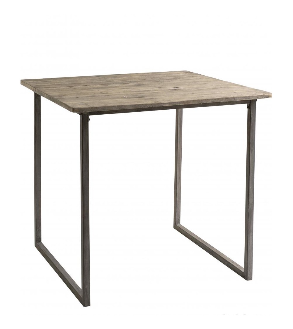 Tisch aus recyceltem Holz mit Eisensockel - 