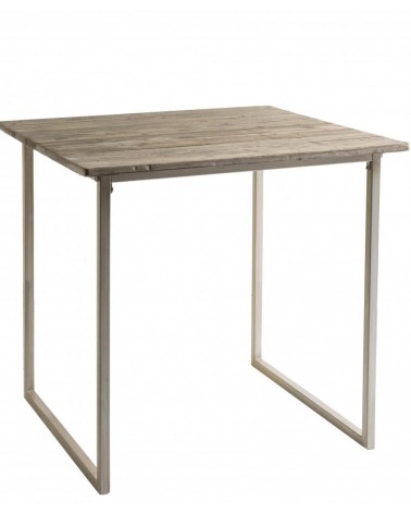 Tisch aus recyceltem Holz mit weißem Eisensockel - 