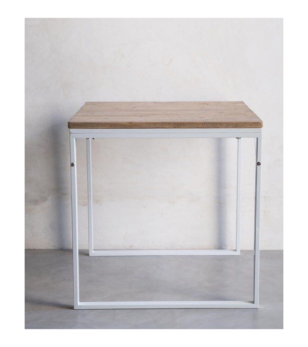 Reclaimed Wood Table with White Enamelled Iron Bases -  - 