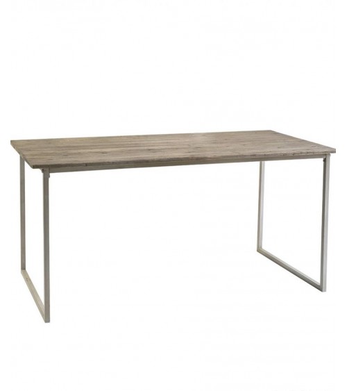 Table en bois récupéré avec base en fer blanc - 