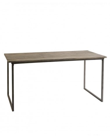 Table en bois récupéré avec base en fer bruni - 