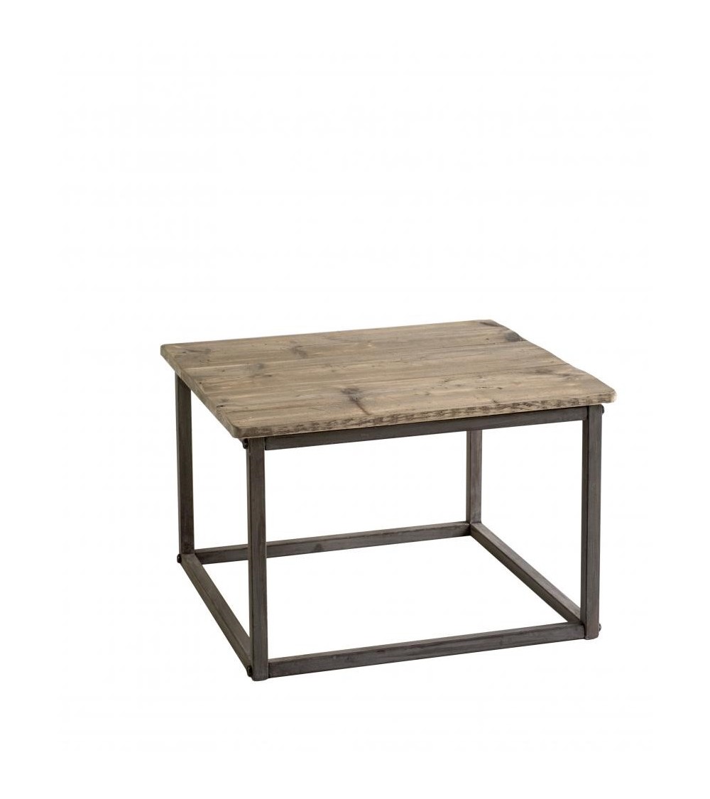 Table basse en bois récupéré avec base en fer bruni - 