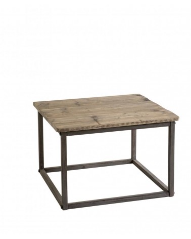 Table basse en bois récupéré avec base en fer bruni - 