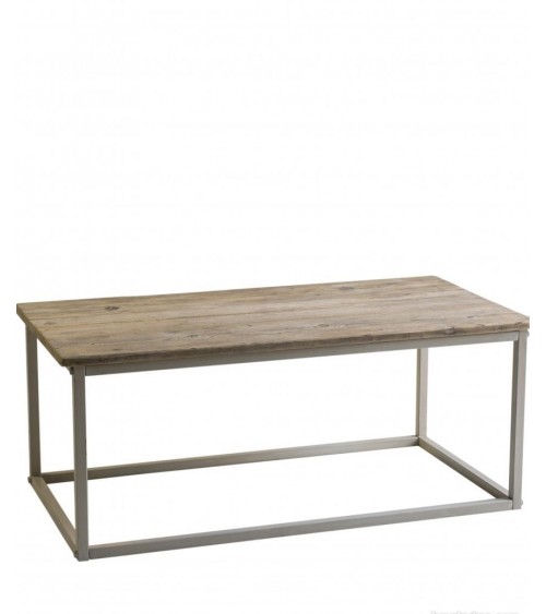 Niedriger Tisch aus Altholz mit weißem Eisengestell, 115 x 60 x 47 cm - 