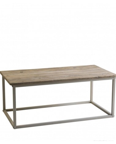Table basse en bois de récupération avec base en fer blanc 115 x 60 x 47 cm - 