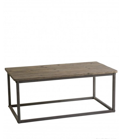 Low table in reclaimed wood with burnished iron base 115 x 60 x 47 cm -  - 