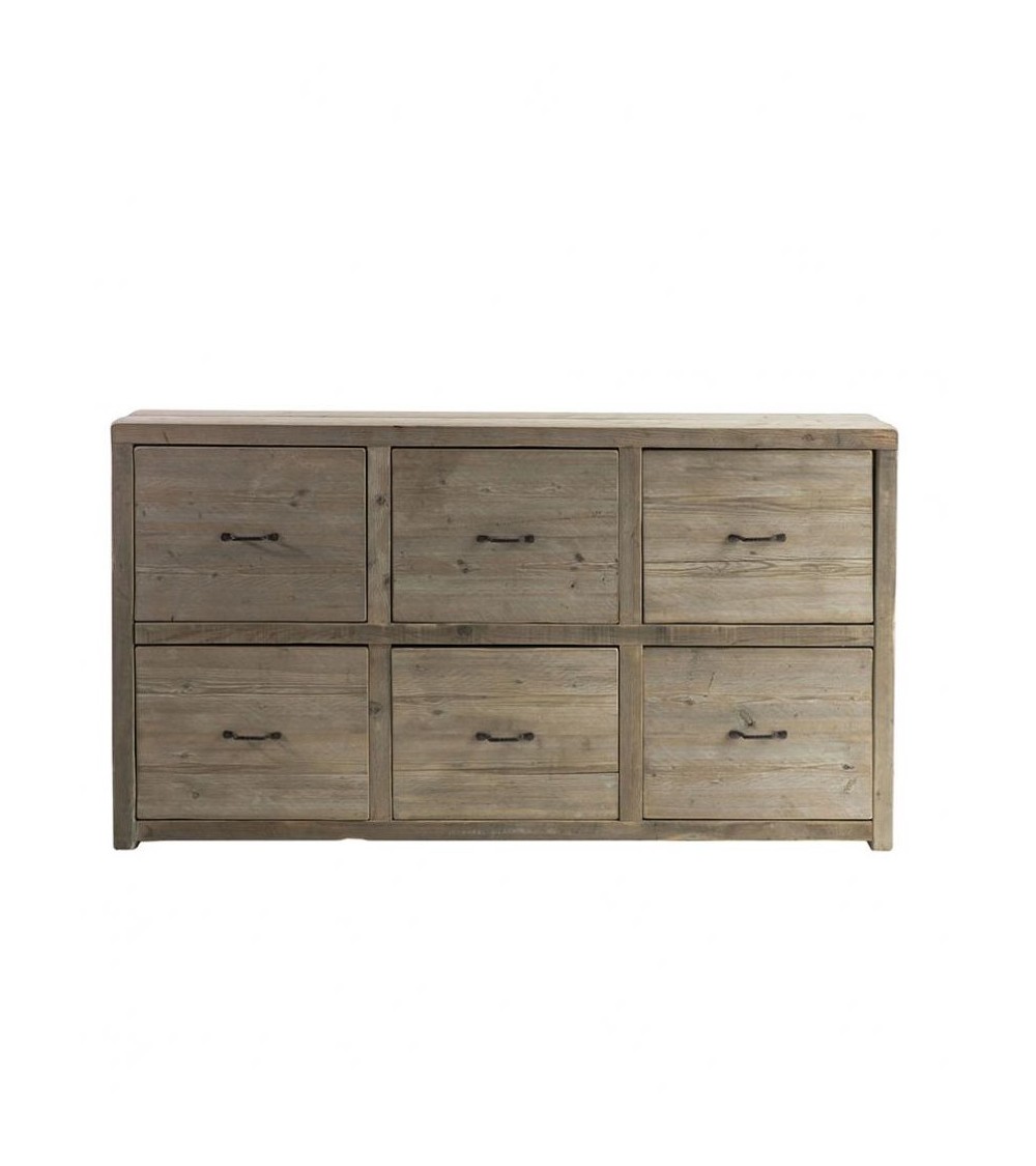 Large Chest of Drawers in Reclaimed Wood with 6 Drawers -  - 