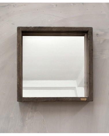 Specchio con Cornice in Legno Vecchio e di Recupero Finitura Brunita - 