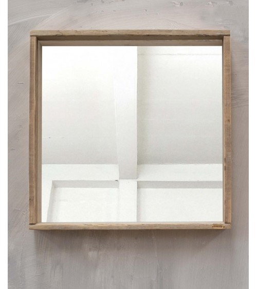 Miroir avec cadre en bois ancien 63 x 63 cm