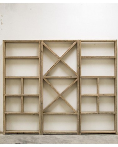 Three Modules Bookcase in Reclaimed Wood -  - 