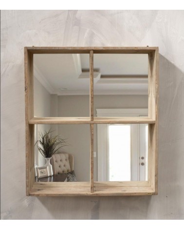 Wall unit in old wood with mirrored back -  - 