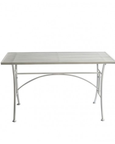 Low Garden Table with Iron Slats