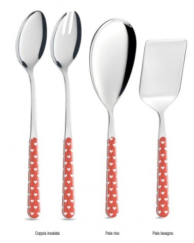 4-Piece Shabby Chic Serving Cutlery Set - Red Hearts -  - 