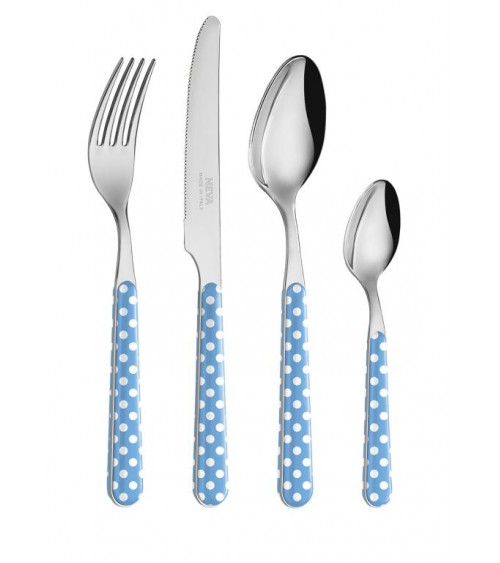 Set 24 Pieces Modern Cutlery - Light Blue Pois -  - 8054301502291