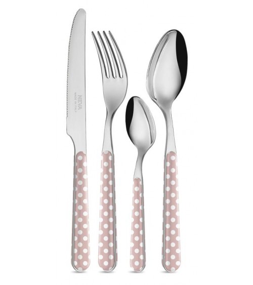 Set 24 Pieces Modern Cutlery - Pink Pois -  - 8054301507739