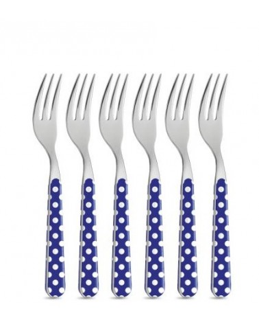 Set 8 Pezzi Posate da Dolce - Pois Blu - 