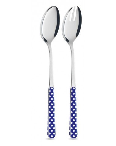 Set of 4 Serving Cutlery - Blue Polka Dots -
