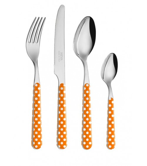 Set of modern cutlery pieces - orange polka dot -  - 8054301502024