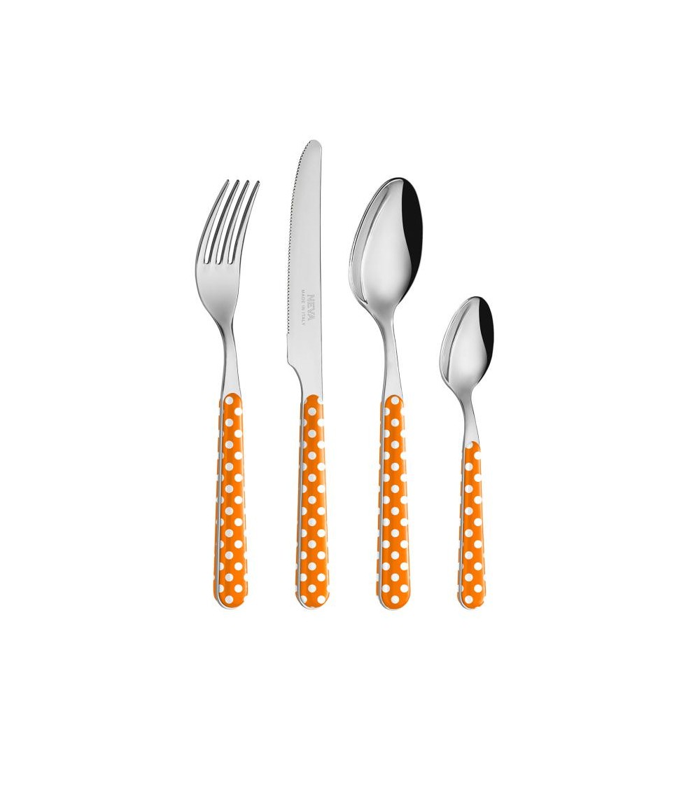 Set of modern cutlery pieces - orange polka dot -  - 8054301502024