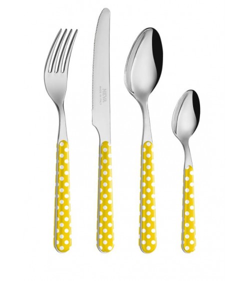 Set of modern cutlery pieces - yellow polka dot -  - 8054301502116
