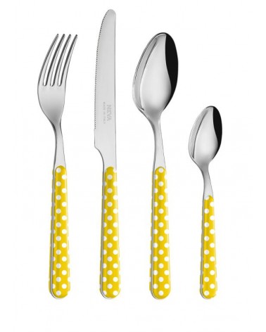 Set of modern cutlery pieces - yellow polka dot -  - 8054301502116