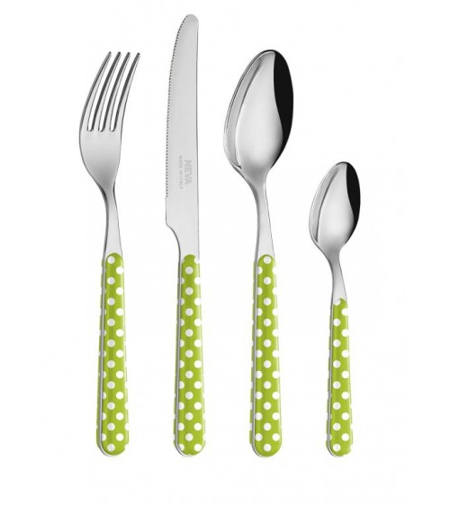 Set of modern cutlery pieces - Green polka dots -  - 8054301502208