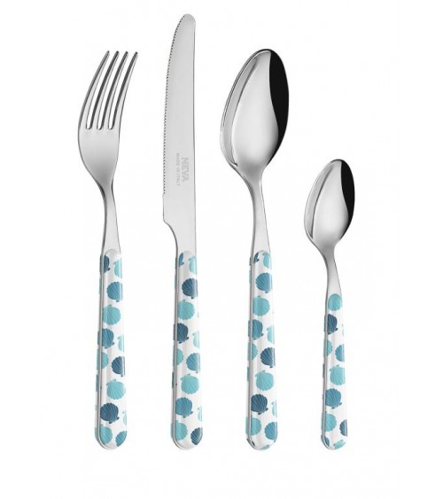 24-Piece Shabby Chic Sea Cutlery Set - Blue Shell Decor -  - 8054301506060
