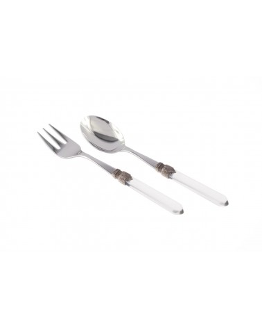 Large Serving Spoon and Fork - Venezia Set 2pcs - Transparent Handle Cutlery -  - 