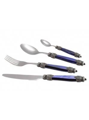 Arianna - Colored Mother of Pearl Cutlery Set 24 Pieces for 6 People | Rivadossi Sandro - blue