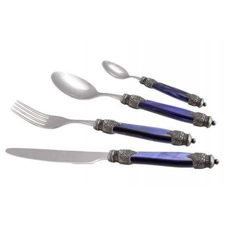 Arianna - Colored Mother of Pearl Cutlery Set 24 Pieces for 6 People | Rivadossi Sandro - blue