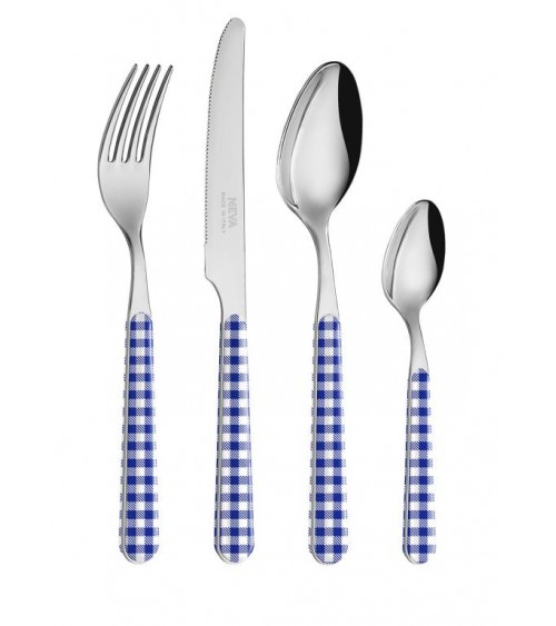 24 件套破旧别致餐具套装 - 蓝色桌布 -