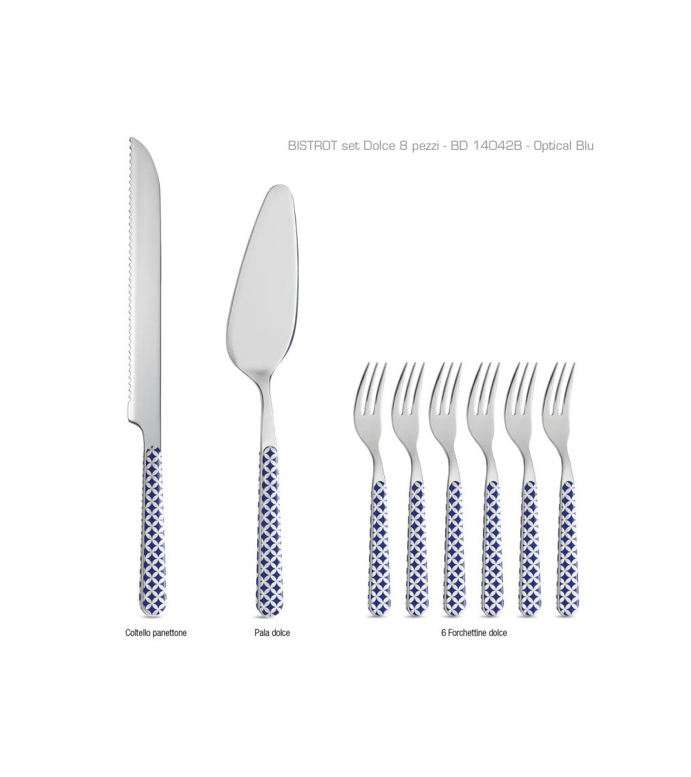 Set 8 Pcs Modern Dessert Cutlery - Optical Blue -  - 8056600482021