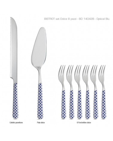 Set 8-tlg. Modernes Dessertbesteck - Optical Blue - 