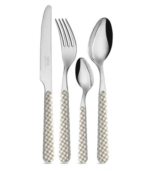 Set 24 Pieces Modern Cutlery - Dove Gray Pied de Poule -  - 8053800182751
