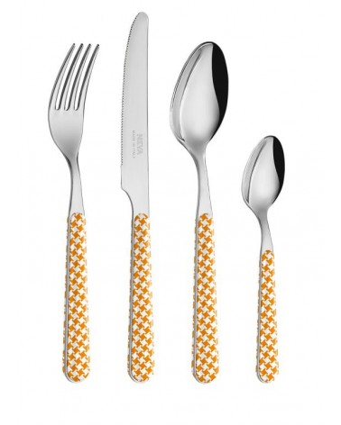 Set 24 Pieces Modern Cutlery - Orange Pied de Poule -  - 8053800182218