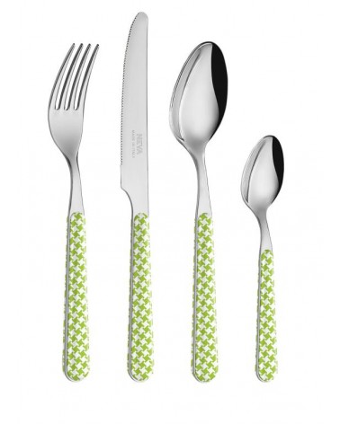 Set 24 Pieces Modern Cutlery - Green Pied de Poule -  - 8053800182393