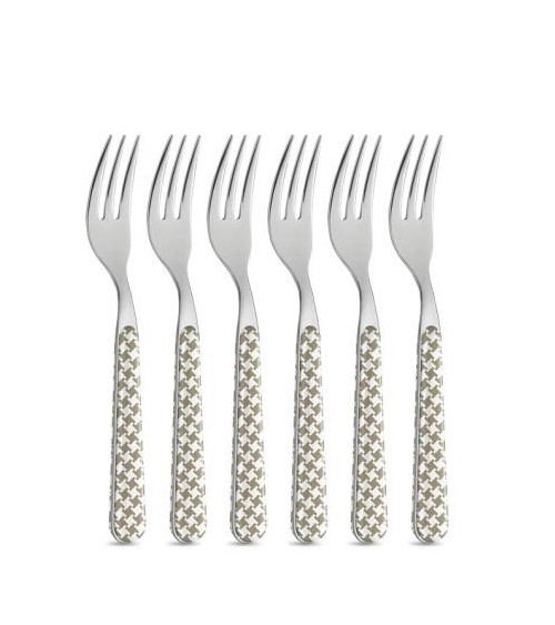 Set 8 Pcs Modern Dessert Cutlery - Dove Gray Pied De Poule -  - 8056600481741